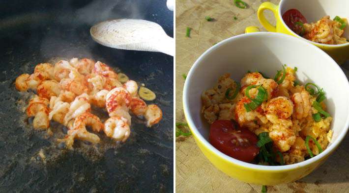Frühstücks-Ei mit Tomate und Krebsfleisch - Low Carb Rezepte