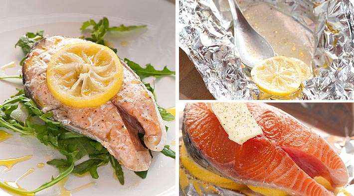 Leckeres Lachs-Kotelett aus der Folie