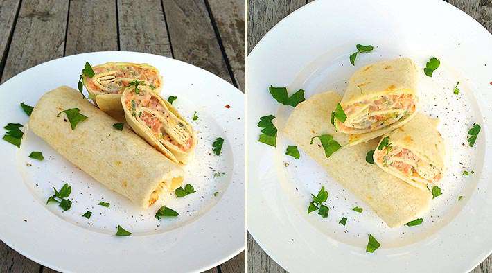 Lachsrolle im Low-Carb Pfannkuchen