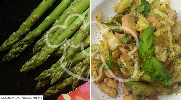 Wirsing-Putenpfanne mit grünem Spargel - Essen ohne Kohlenhydrate