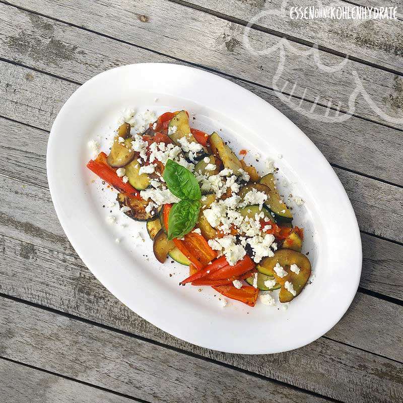 Gemischtes Grillgemüse mit Fetakäse - Essen ohne Kohlenhydrate