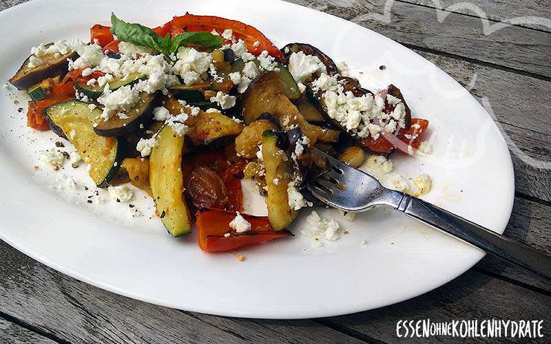 Gemischtes Grillgemüse mit Fetakäse - Essen ohne Kohlenhydrate