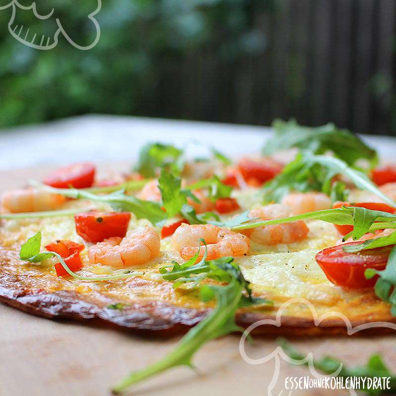 Low-Carb Pizza mit Garnelen - Essen ohne Kohlenhydrate