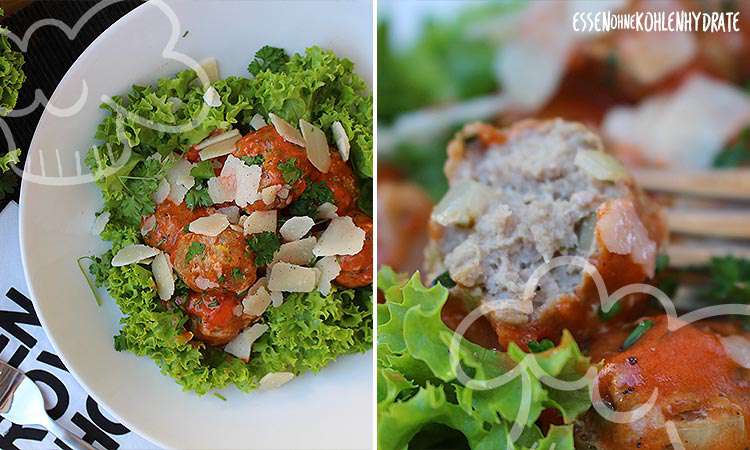 Gebackene Puten-Zucchini-Meatballs in Tomatensoße