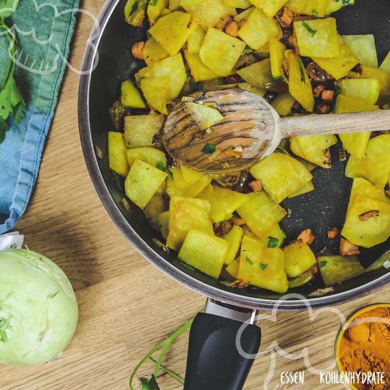 Gebratener Kohlrabi (falsche Bratkartoffeln)