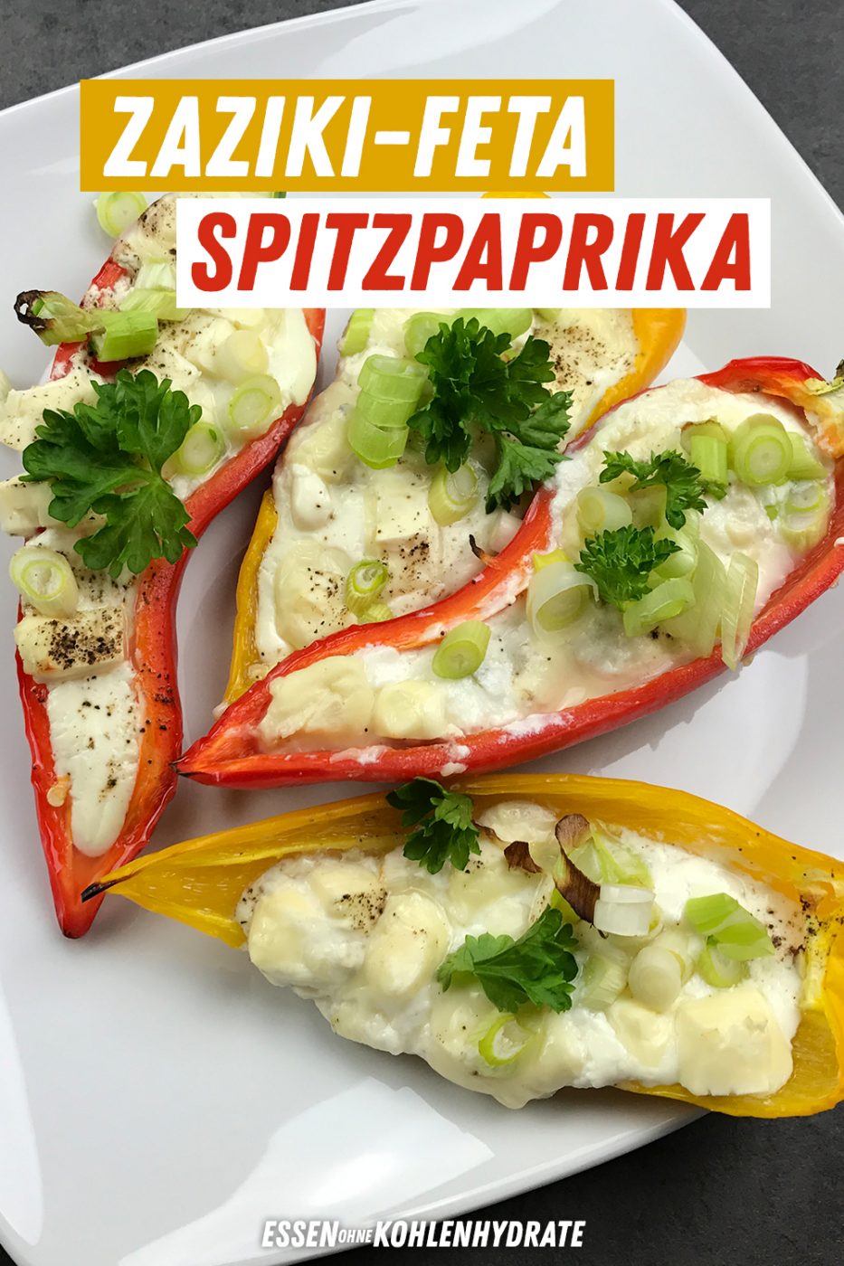 Zaziki-Feta Spitzpaprika - Essen ohne Kohlenhydrate