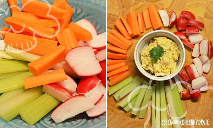 Gemüsesticks mit Hummus/Quark-Dip