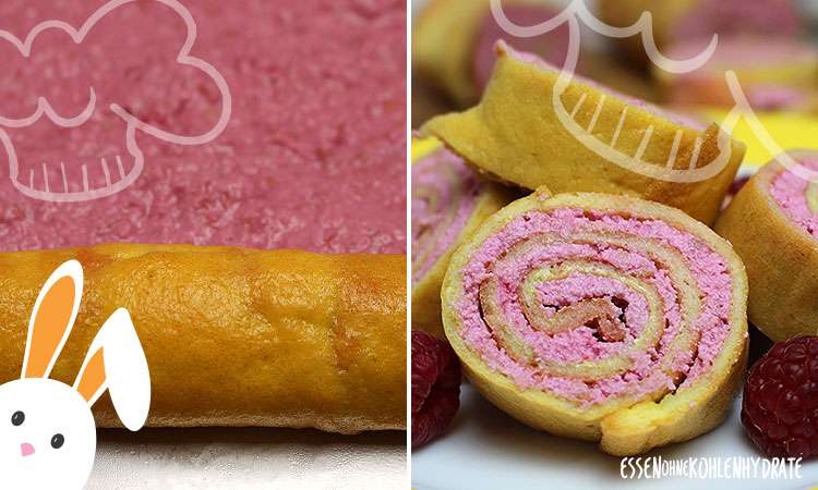 Low-Carb Himbeer Biskuitrolle