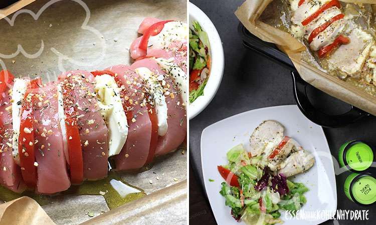 Gebackenes Fächerhähnchen (Tomate-Mozzarella)