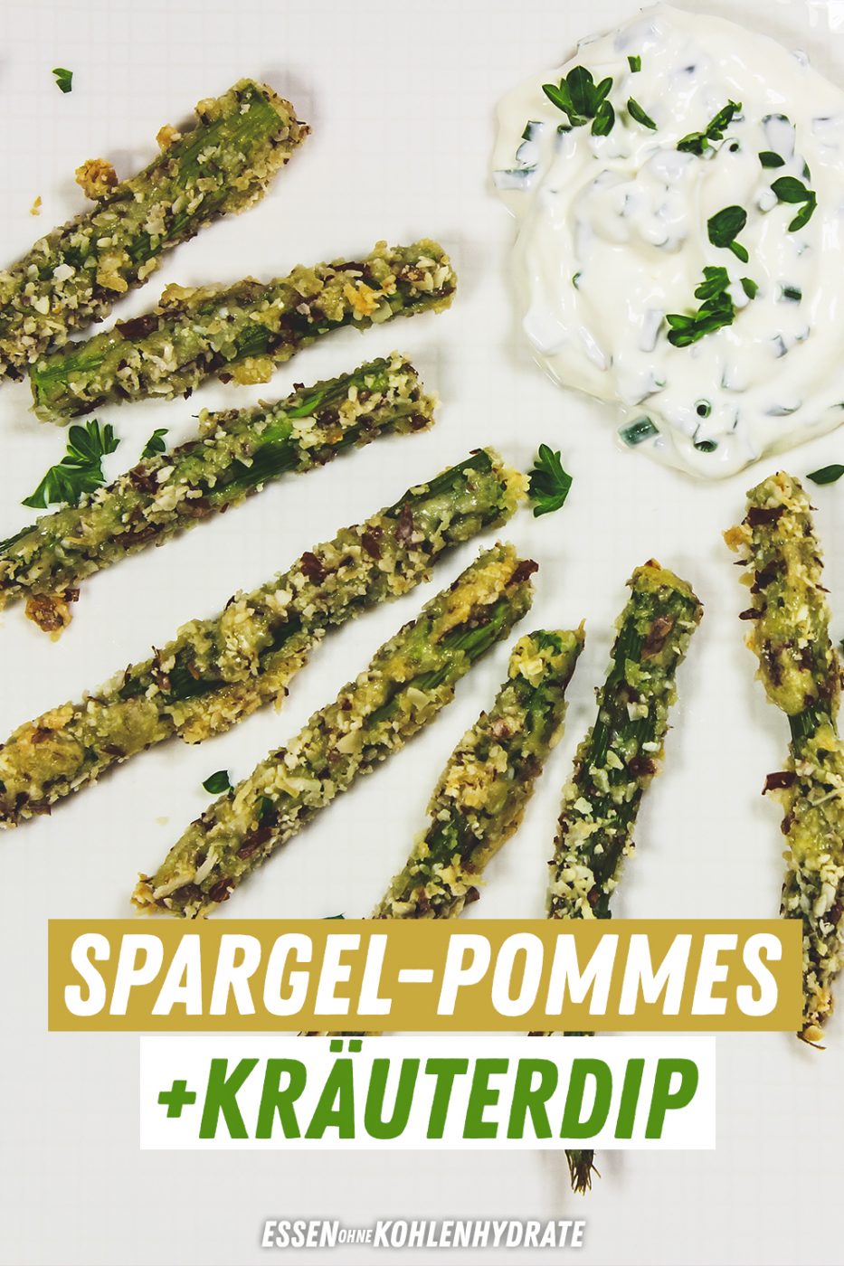 Spargel-Pommes mit Kräuterdip - Essen ohne Kohlenhydrate