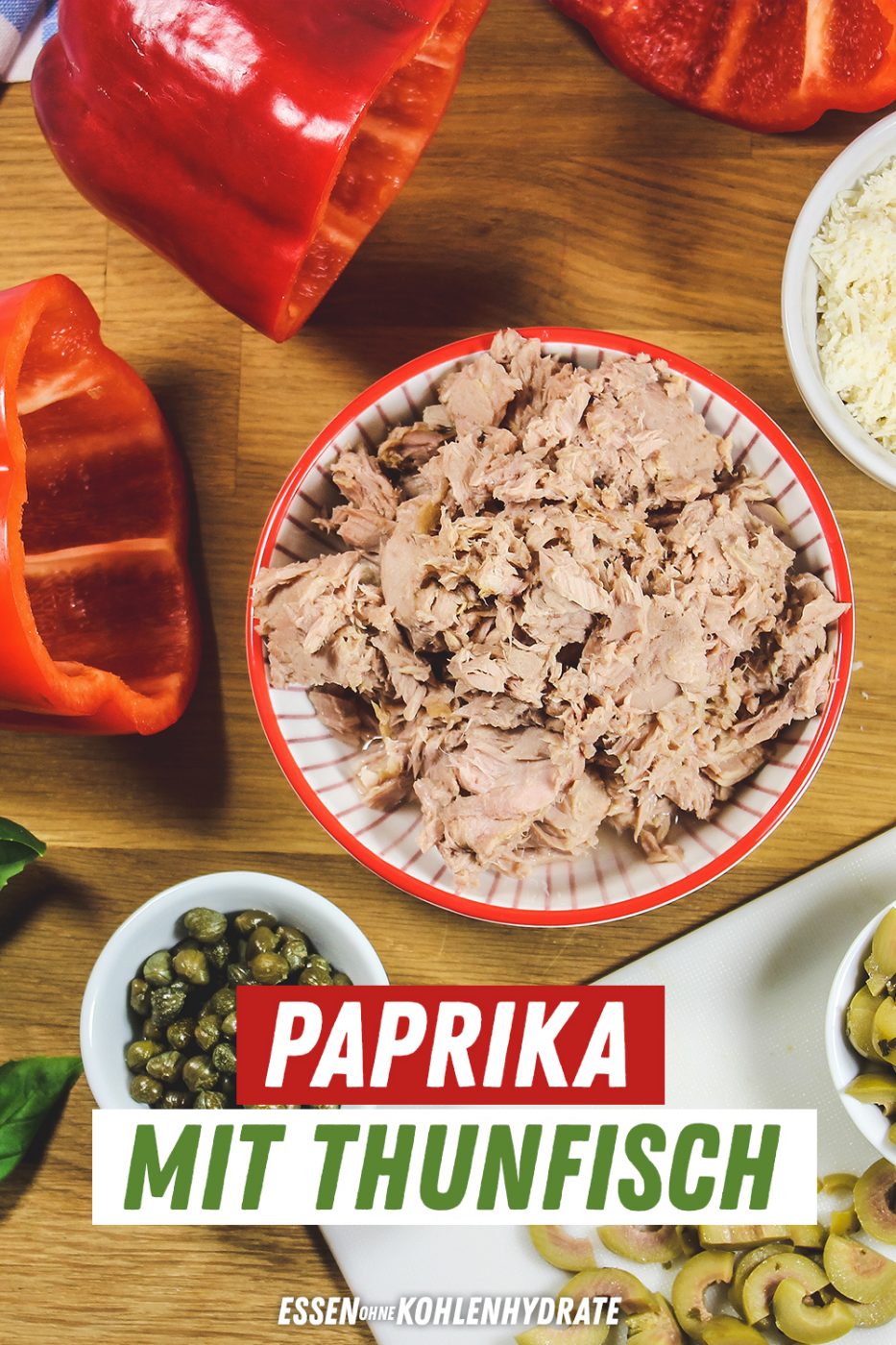 Gefüllte Paprika mit Thunfisch - Essen ohne Kohlenhydrate