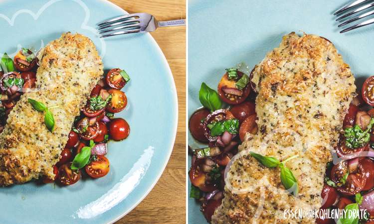 Parmesan-Schnitzel mit Tomatensalat