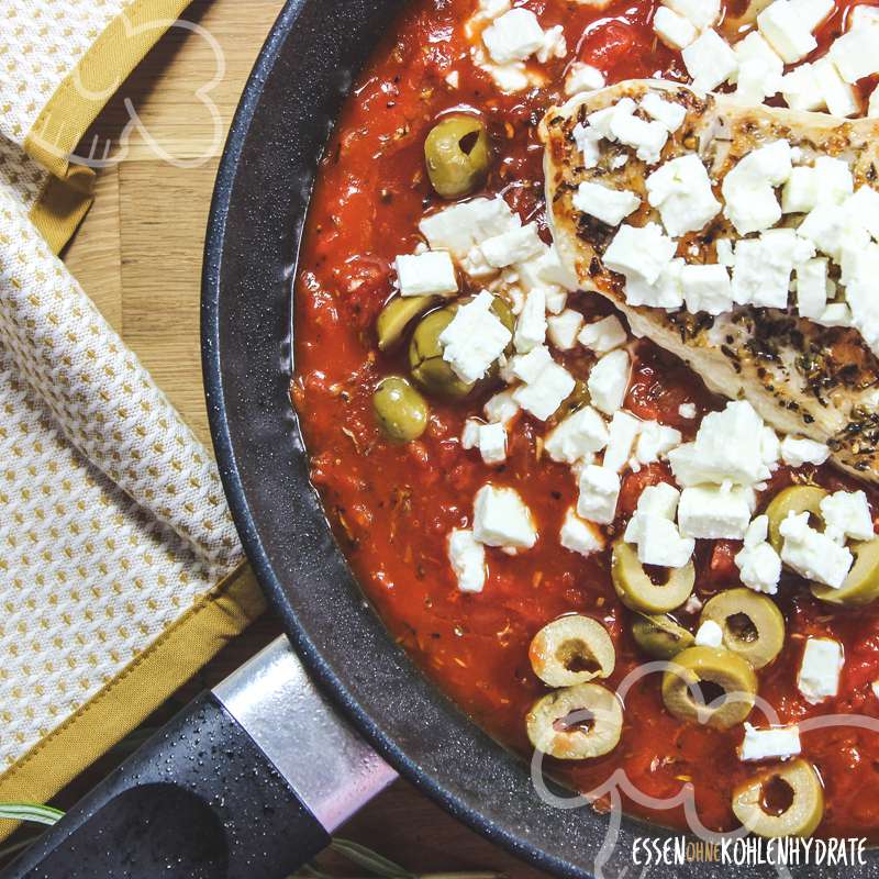 Feta-Hähnchen mit Oliven