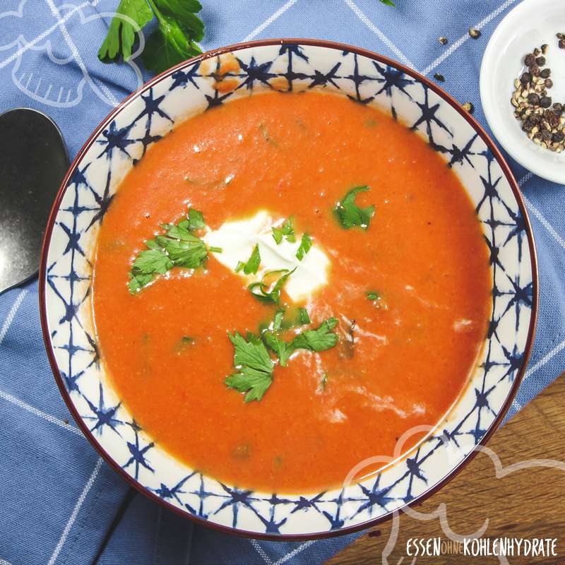 Schnelle Tomatensuppe - Essen ohne Kohlenhydrate