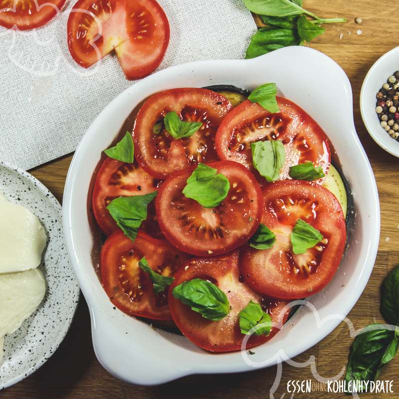 Auberginen-Auflauf mit Mozzarella - Essen ohne Kohlenhydrate