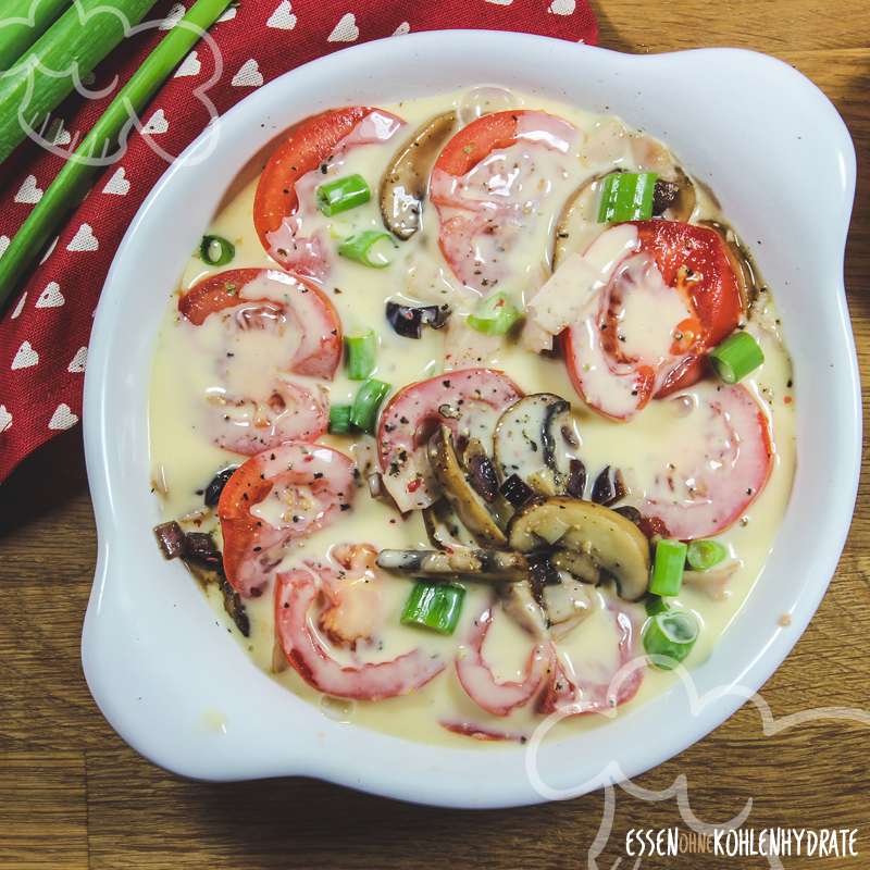 Tomaten-Champignon-Gratin - Essen ohne Kohlenhydrate