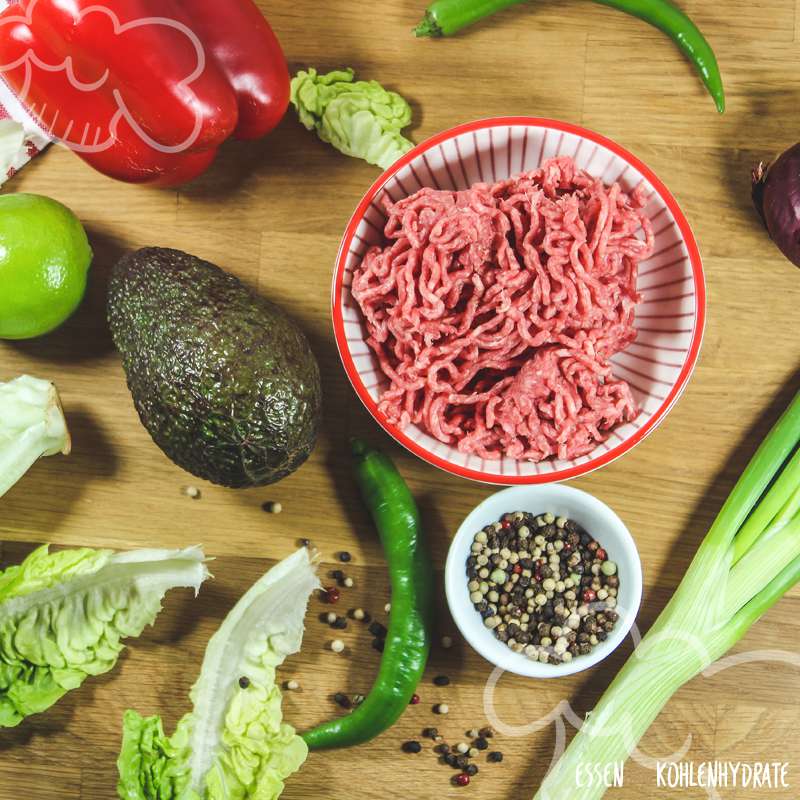 Romanasalat mit Hackfleisch - Essen ohne Kohlenhydrate