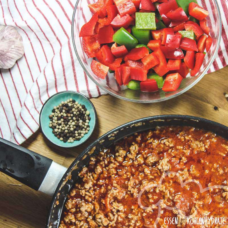 Hackpfanne mit Paprika - Essen ohne Kohlenhydrate