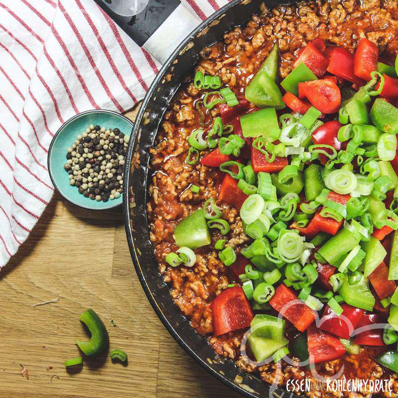 Hackpfanne mit Paprika - Essen ohne Kohlenhydrate