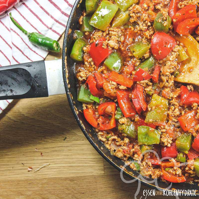 Hackpfanne mit Paprika - Essen ohne Kohlenhydrate