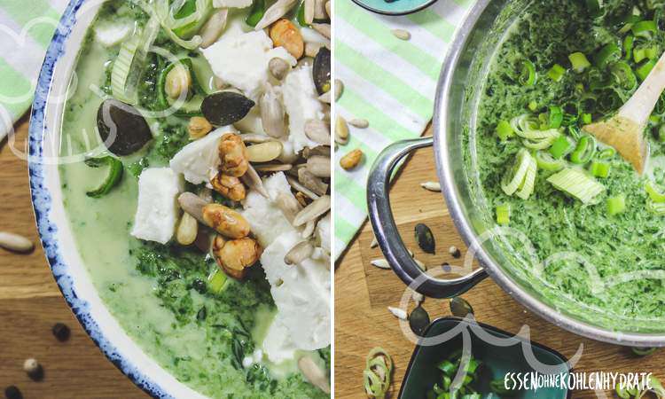 Spinatsuppe mit Feta - Essen ohne Kohlenhydrate