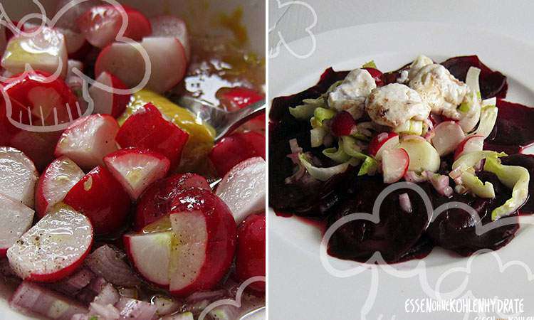 Rote Beete-Carpaccio mit Chicorée und Radieschen