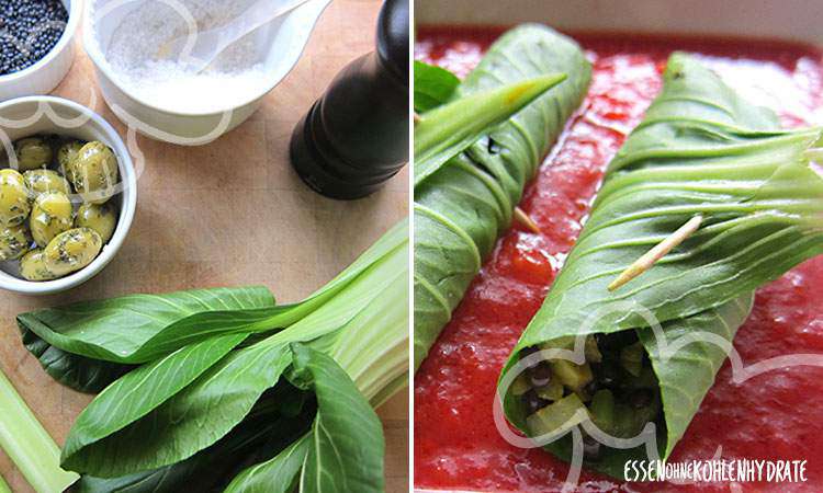 Pak Choi-Rollen mit Belugalinsen