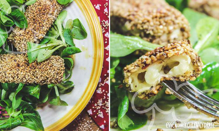 Feldsalat mit Sesam-Käse-Ecken