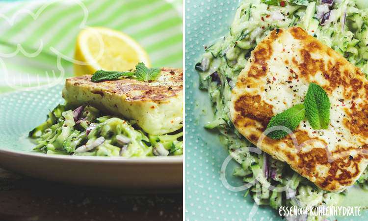 Halloumi auf Zucchinisalat