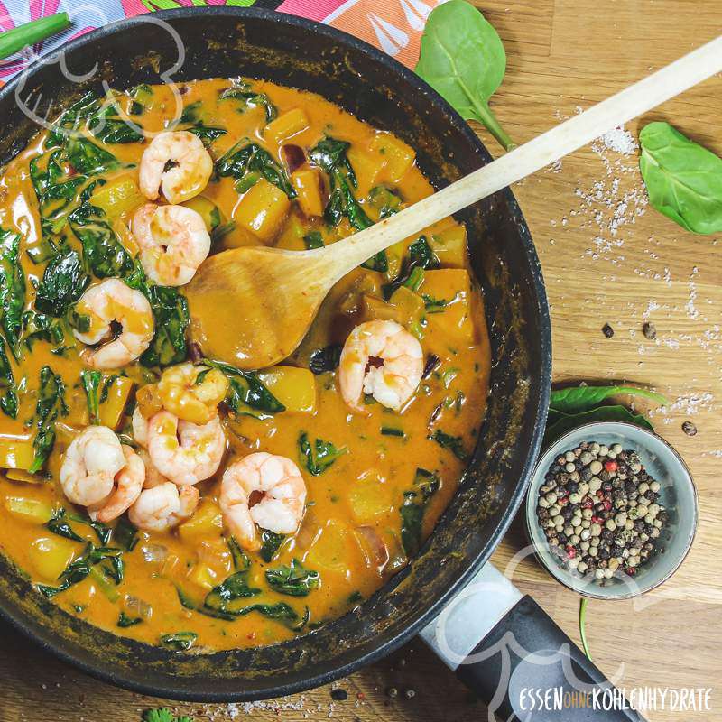 Garnelen-Curry-Pfanne - Essen ohne Kohlenhydrate