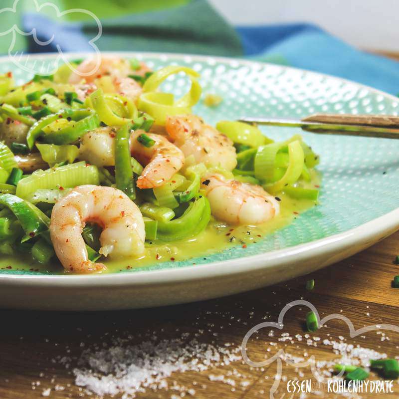 Lauch-Garnelen-Pfanne - Essen ohne Kohlenhydrate