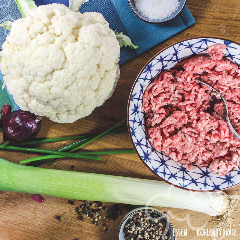 Blumenkohlpüree mit Hackfleisch