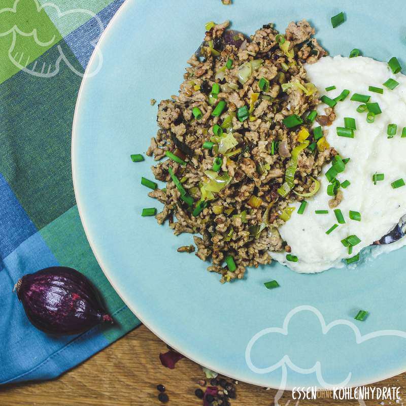 Blumenkohlpüree mit Hackfleisch