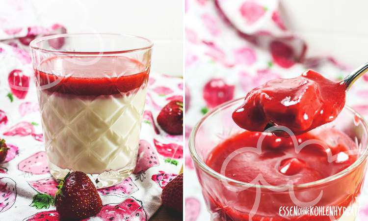Joghurt-Panna Cotta mit Erdbeersoße