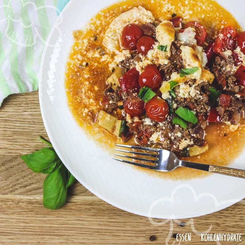 Hackauflauf mit Mozzarella - Essen ohne Kohlenhydrate