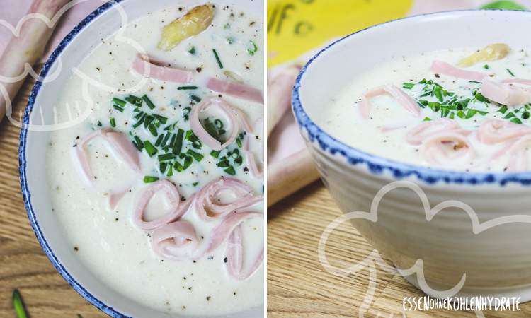 Spargelsuppe mit Schinken