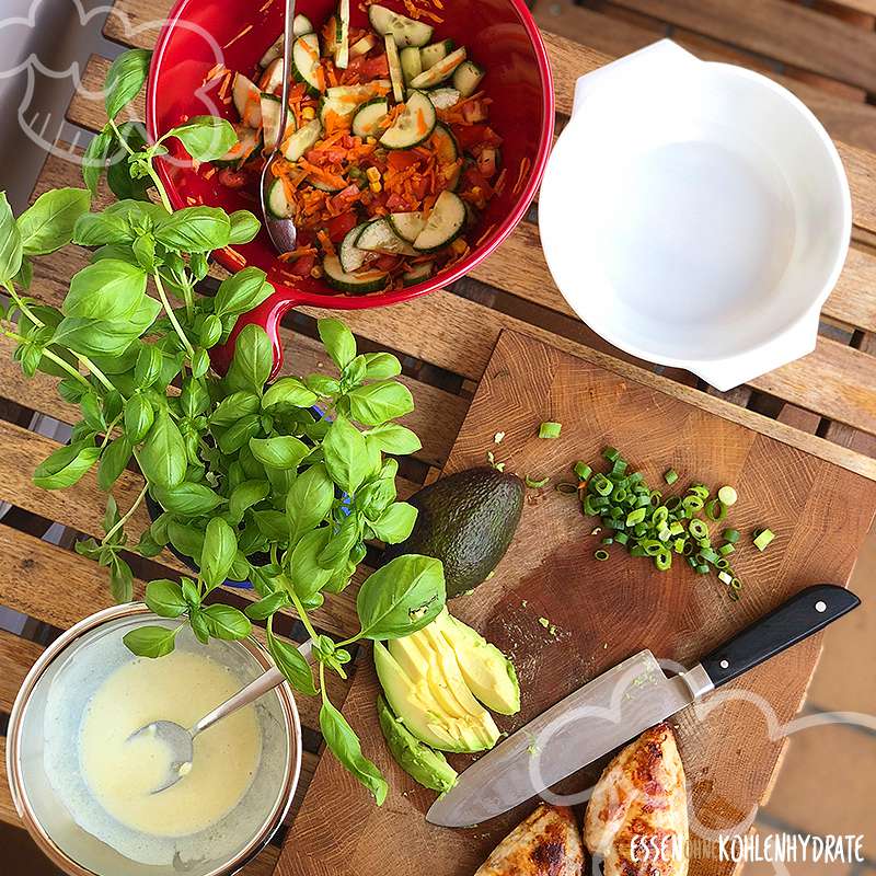 Hähnchen-Avocado-Bowl