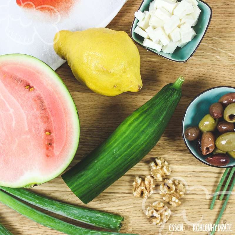 Salat mit Wassermelone und Feta