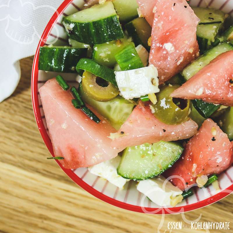 Salat mit Wassermelone und Feta