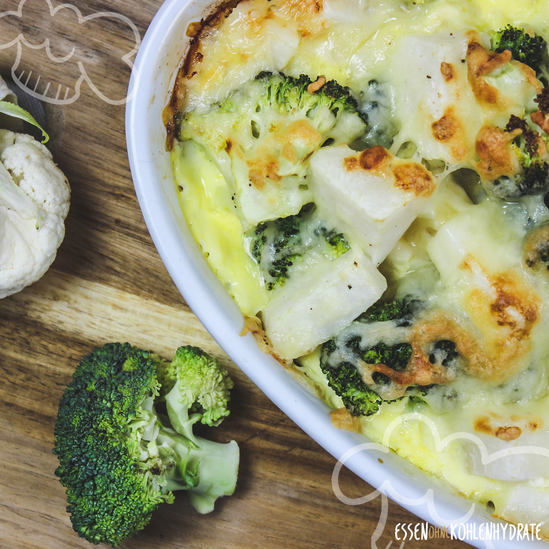 Kohlrabi Brokkoli Gratin - Essen ohne Kohlenhydrate