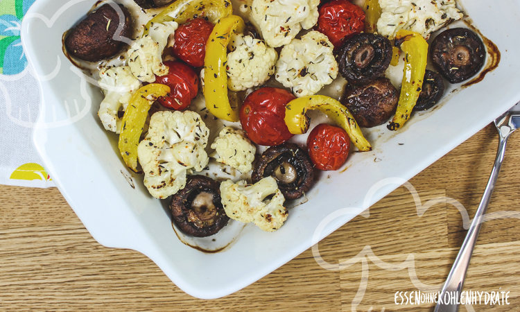 Ofenchampignons mit Gemüse - Essen ohne Kohlenhydrate