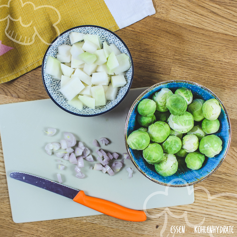 Rosenkohl-Kohlrabi-Pfanne