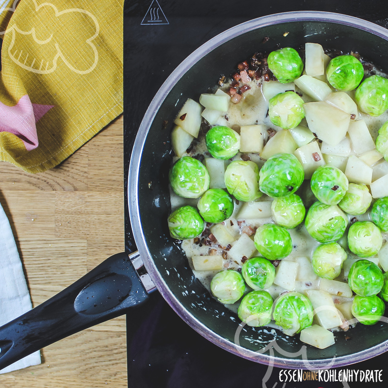 Rosenkohl-Kohlrabi-Pfanne