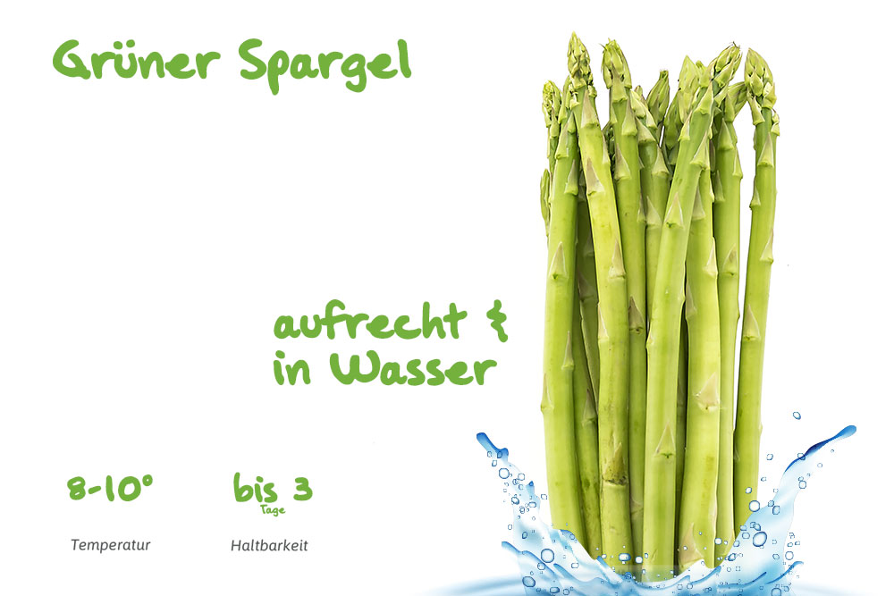 Lagerung von grünem ungeschältem Spargel