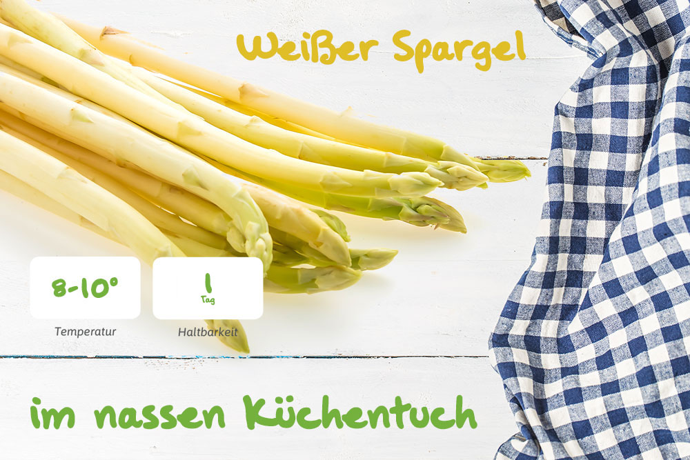 Lagerung von weißem ungeschältem Spargel