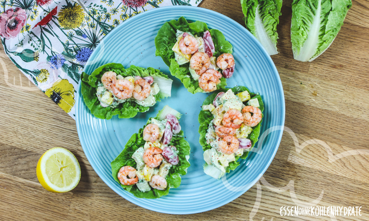 Salatwraps mit Garnelen